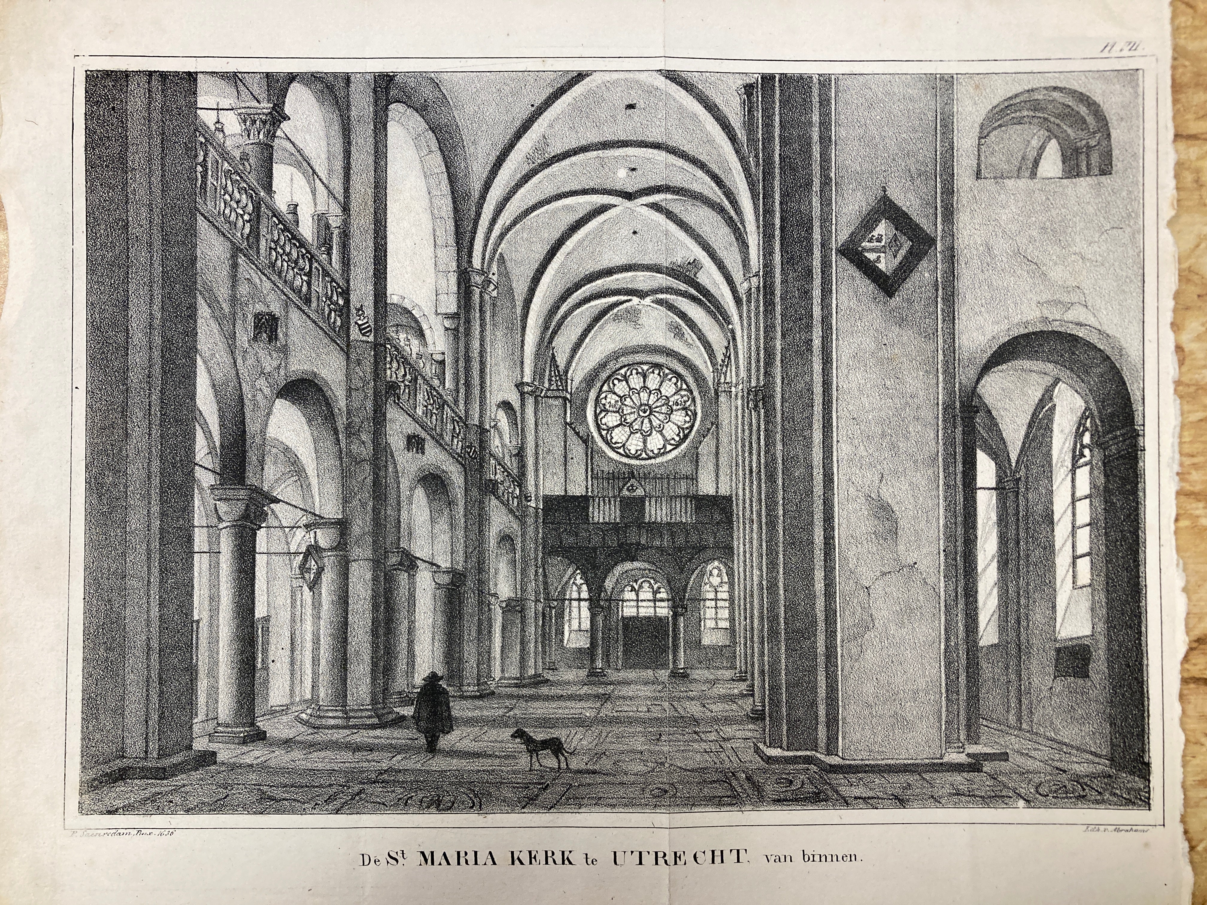 Interieur van de St. Maria kerk te Utrecht - circa 1840.
