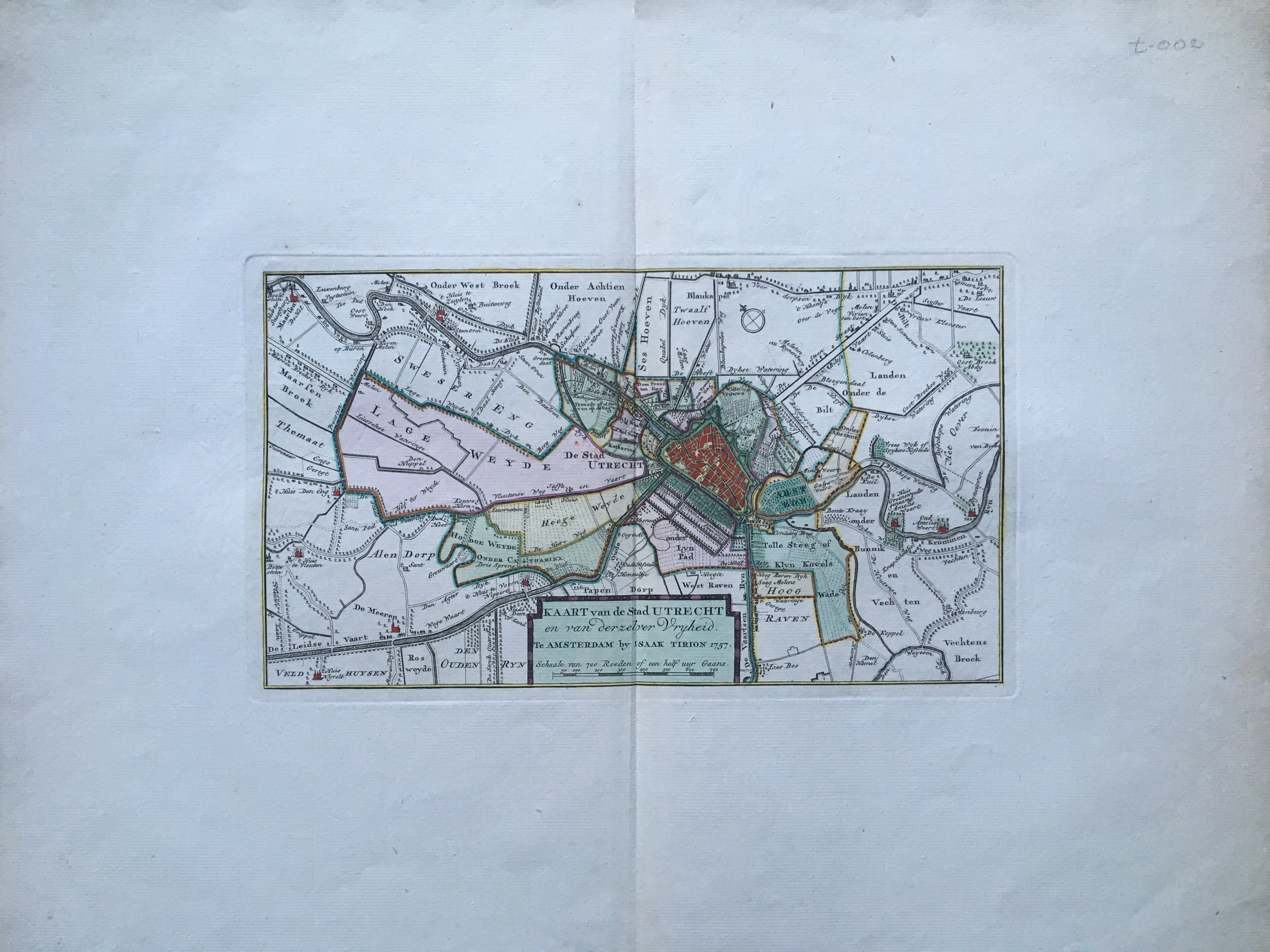 Kaart van de Stad Utrecht 'en van derzelver vrijheid' - 1757
