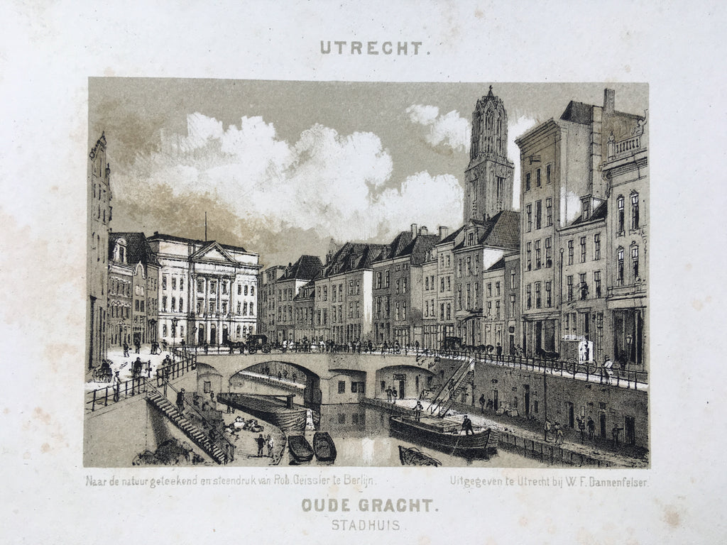 De Oude Gracht met Stadhuis- circa 1860