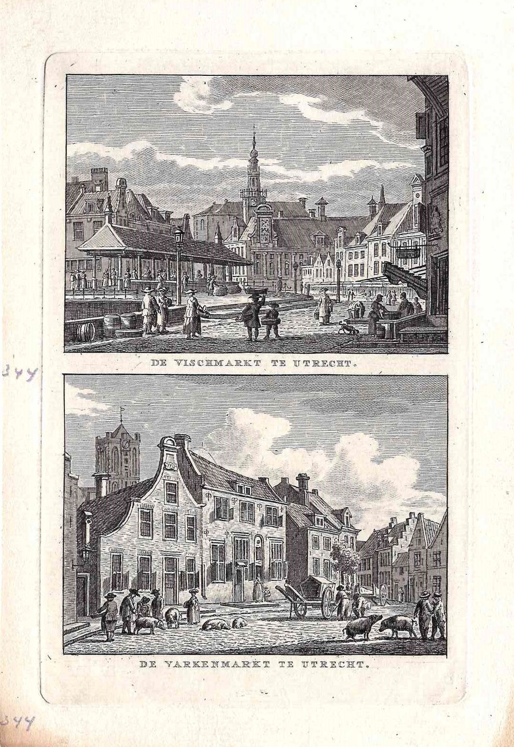 De Vismarkt en de Varkenmarkt te Utrecht - circa 1788.